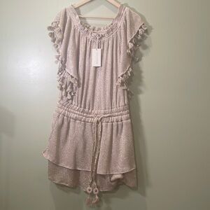 Ramy Brook Marshall, off the Shoulder, Tassels, Cover Up, Metallic Gold sz L